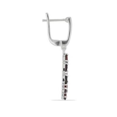 BUY 925 STERLING SILVER REAL GARNET GEMSTONE FLOWER DROP EARRINGS